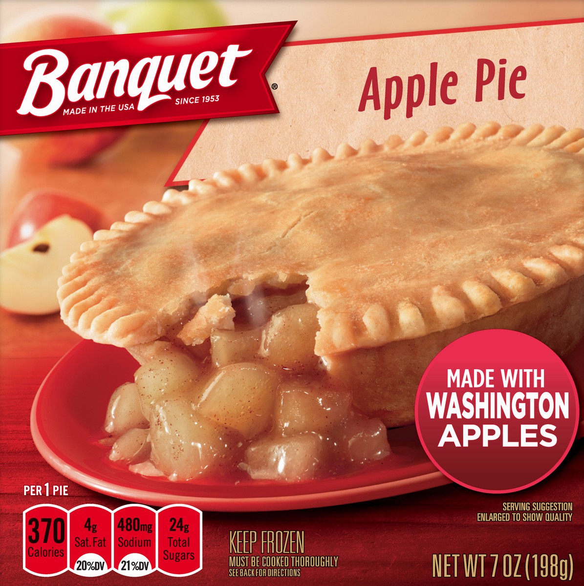 slide 9 of 13, Banquet Apple Pie 7 oz, 7 oz