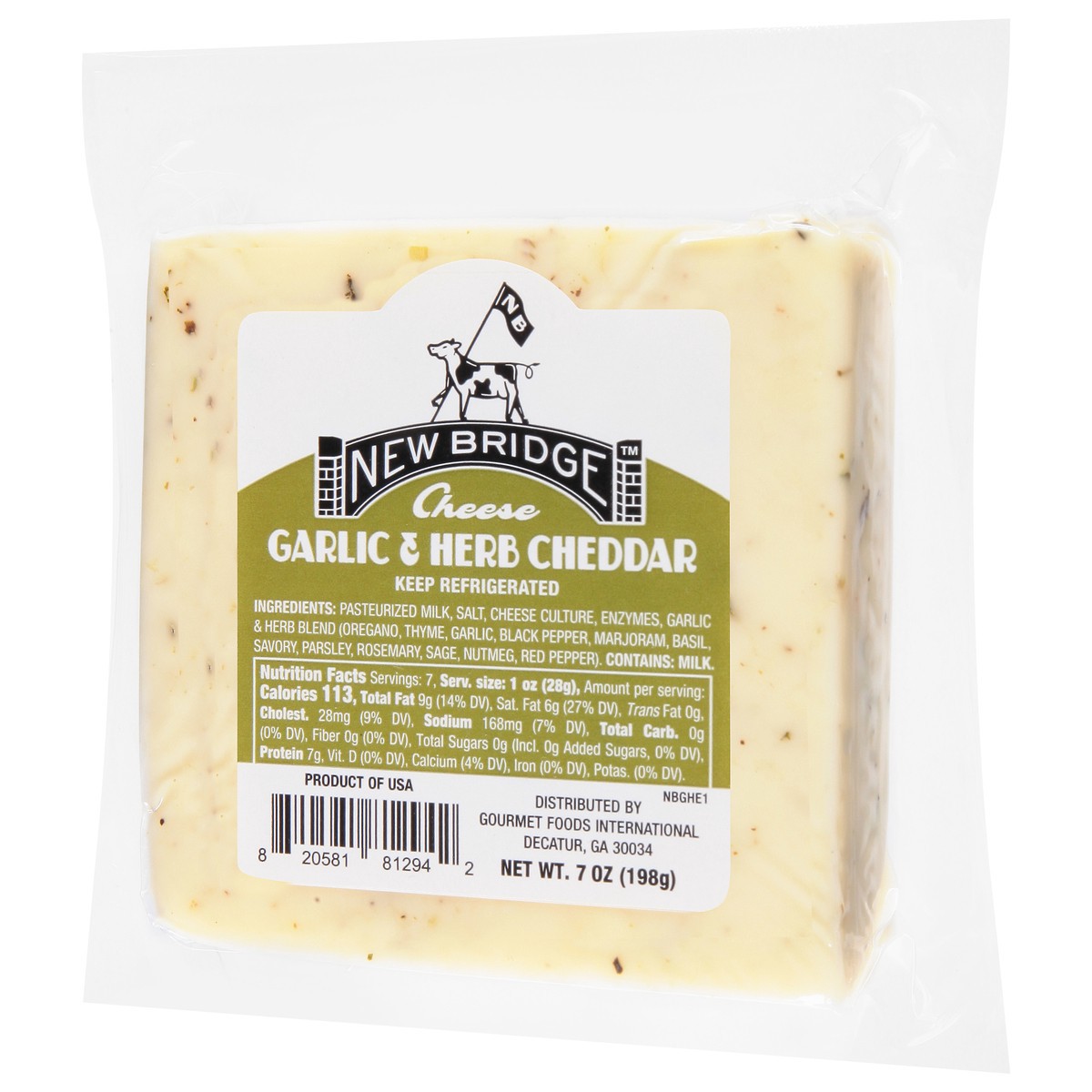 slide 10 of 10, New Bridge Garlic & Herb Cheddar Ew, 7 oz
