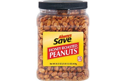 slide 1 of 1, Always Save Honey Roasted Peanuts, 34.5 oz