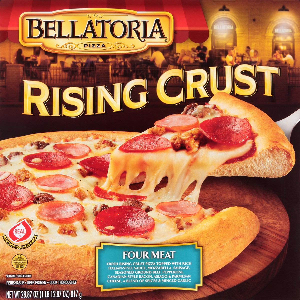 slide 1 of 11, Bellatoria Rising Crust Four Meat Pizza 28.87 oz, 28.87 oz