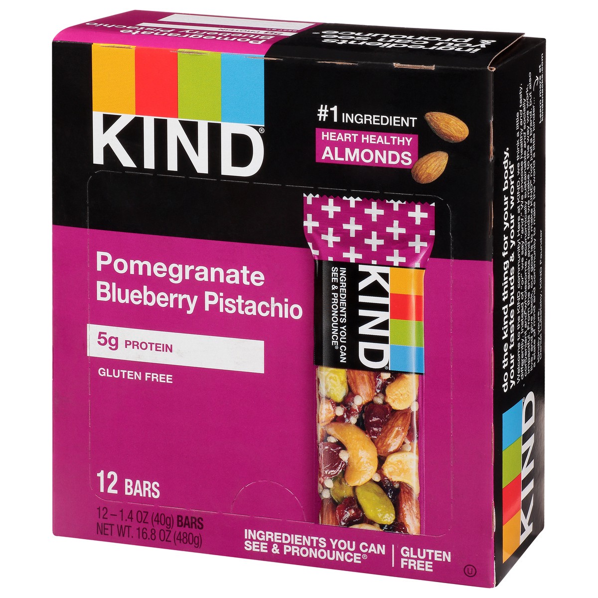 slide 7 of 12, KIND Gluten Free 12 Pack Pomegranate Blueberry Pistachio Bars 12 ea, 12 ct; 1.4 oz