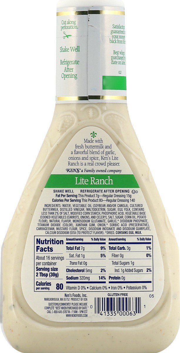 slide 5 of 9, Ken's Steak House Lite Ranch Salad Dressing 16 fl oz, 16 fl oz