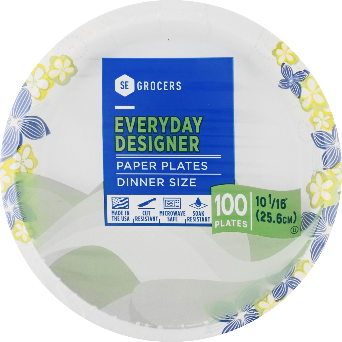 slide 1 of 11, SE Grocers Paper Plates 10 1/16'' Dinner Size Heavy Duty Designer - 100 CT, 100 ct