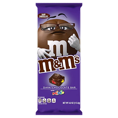 slide 1 of 1, M&M's Chocolate Bar Dark With Minis - 4 Oz, 4 oz