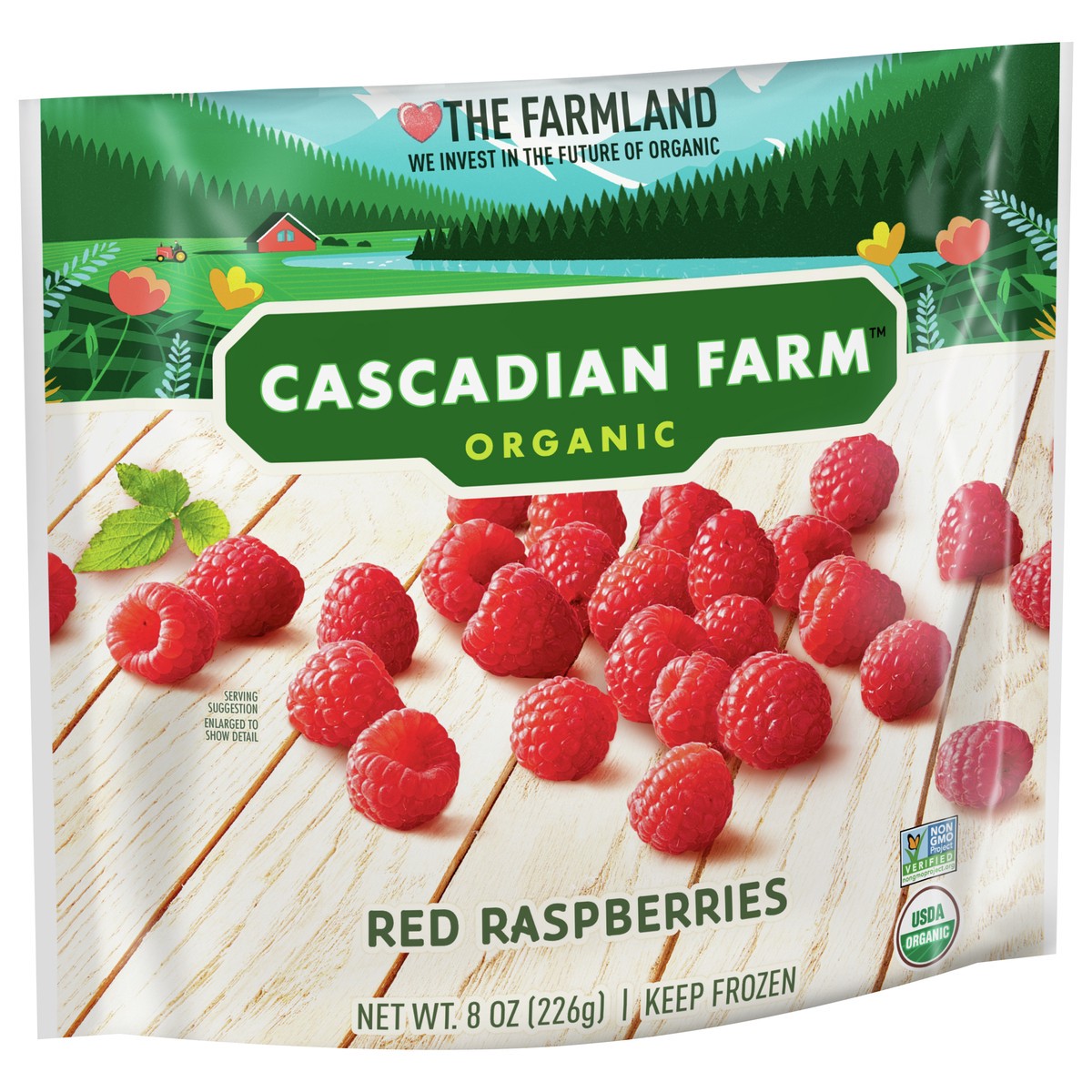 slide 2 of 8, Cascadian Farm Organic Red Raspberries, Non-GMO, Frozen Fruit, 8 oz., 8.2 oz