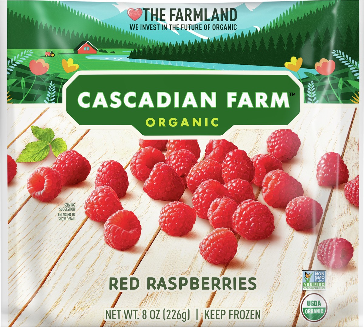 slide 7 of 8, Cascadian Farm Organic Red Raspberries, Non-GMO, Frozen Fruit, 8 oz., 8.2 oz