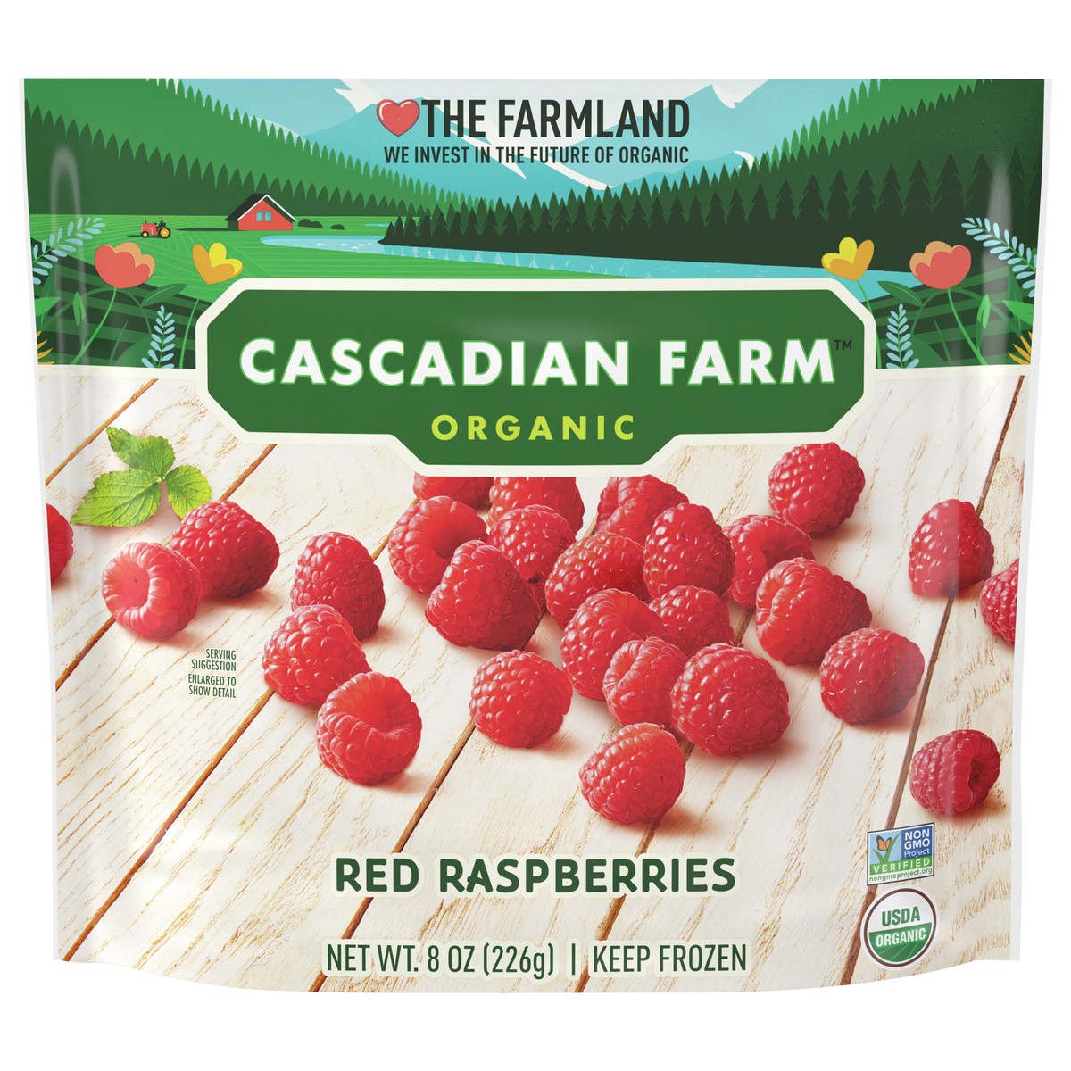 slide 1 of 8, Cascadian Farm Organic Red Raspberries, Non-GMO, Frozen Fruit, 8 oz., 8.2 oz