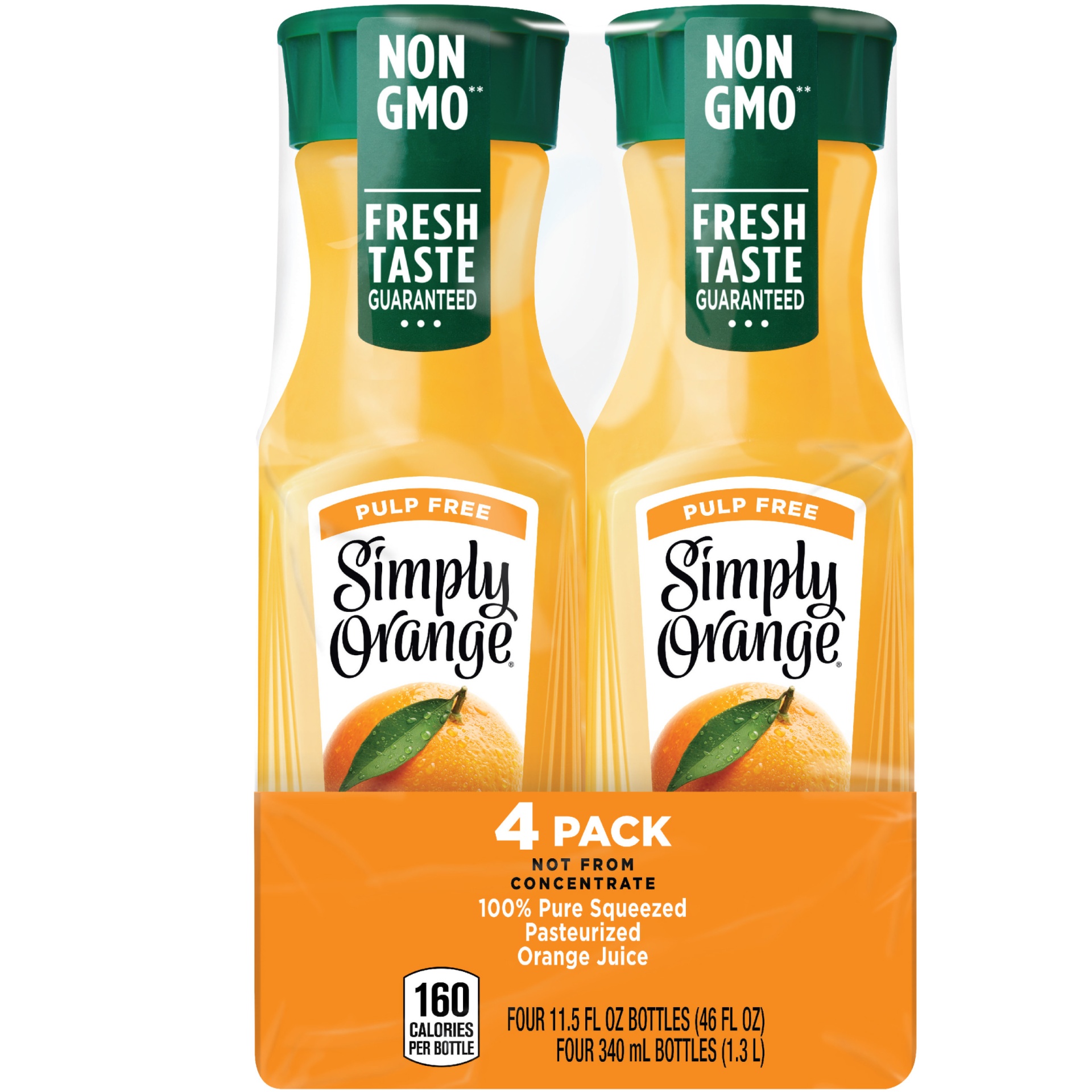 slide 1 of 2, Simply Orange Juice Pulp Free Bottles - 4 ct; 8 oz, 4 ct; 8 oz