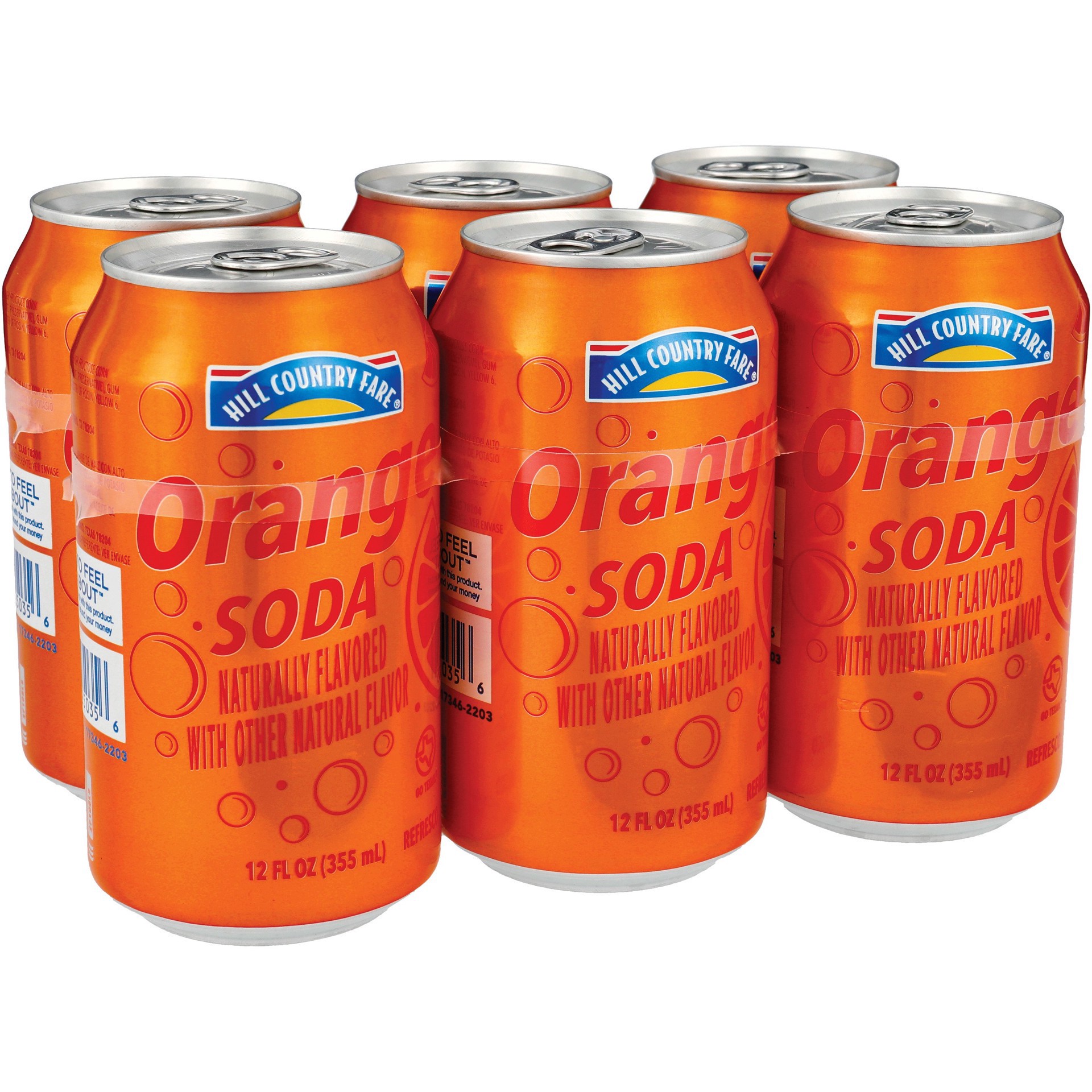 slide 1 of 1, Hill Country Fare Orange Soda - 6 ct; 12 fl oz, 6 ct; 12 fl oz