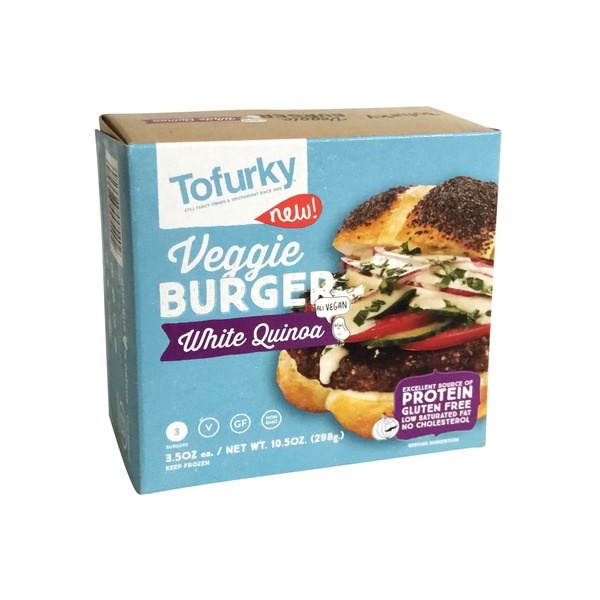 slide 1 of 1, Tofurky Veggie Burger White Quinoa, 10.5 oz