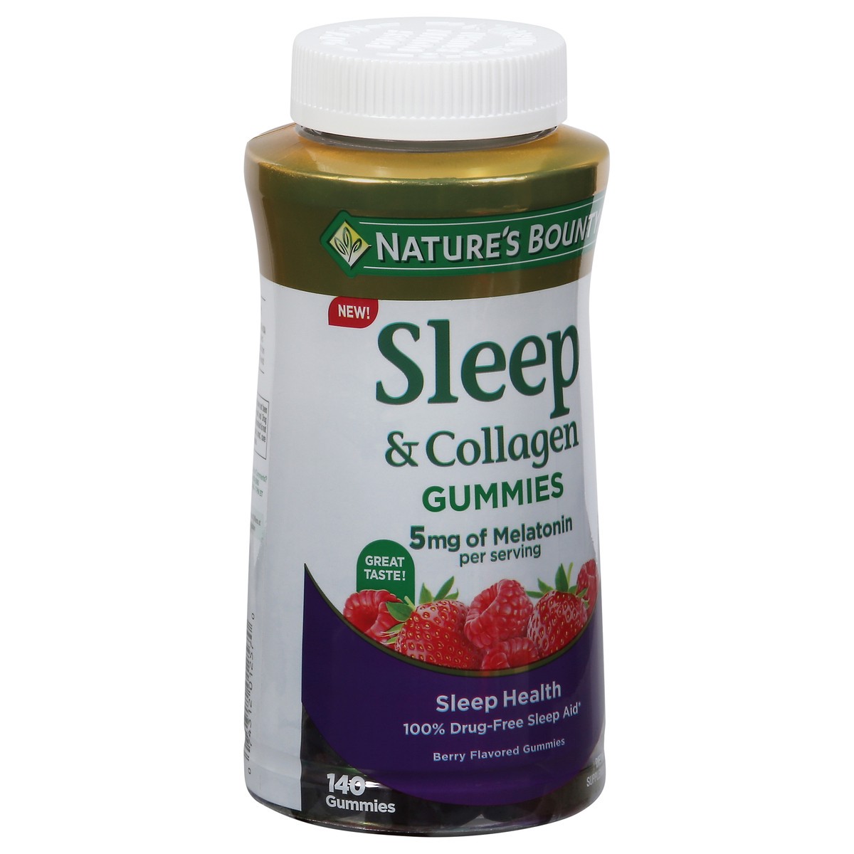 slide 9 of 9, Nature's Bounty Nature''s Bounty Sleep + Collagen Gummies, 5mg Melatonin, Sleep Aid, Berry Flavor, 140 Gummies, 140 ea
