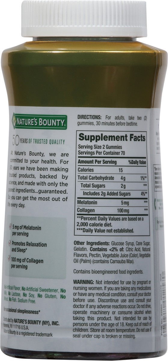 slide 4 of 9, Nature's Bounty Nature''s Bounty Sleep + Collagen Gummies, 5mg Melatonin, Sleep Aid, Berry Flavor, 140 Gummies, 140 ea