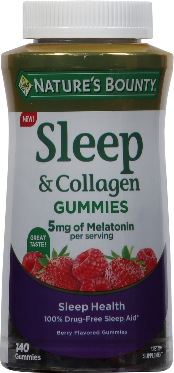slide 6 of 9, Nature's Bounty Nature''s Bounty Sleep + Collagen Gummies, 5mg Melatonin, Sleep Aid, Berry Flavor, 140 Gummies, 140 ea