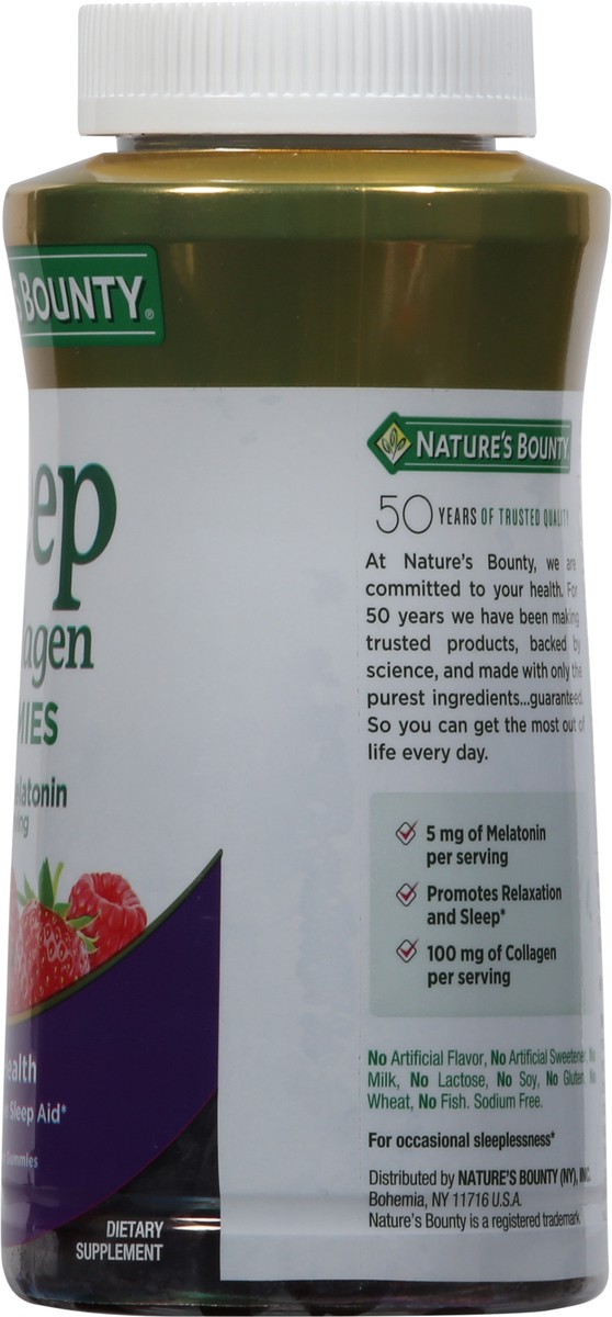 slide 8 of 9, Nature's Bounty Nature''s Bounty Sleep + Collagen Gummies, 5mg Melatonin, Sleep Aid, Berry Flavor, 140 Gummies, 140 ea