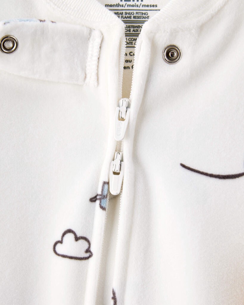 slide 3 of 3, Carter's Toddler Boy Helicopter Print Snug Fit Long-Sleeve 2-Way Zip 1-Piece Pajamas - White White 5T, 1 ct