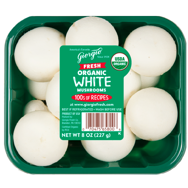 slide 1 of 1, Giorgio Whole Organic Fresh White Mushrooms, 8 oz