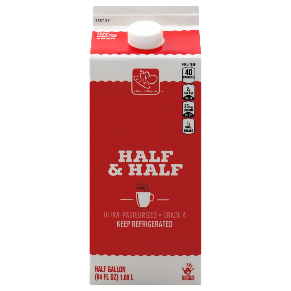 slide 1 of 1, Harris Teeter Half & Half, 64 fl oz