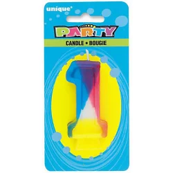 Unique Industries Rainbow Party Candle Numeral 1