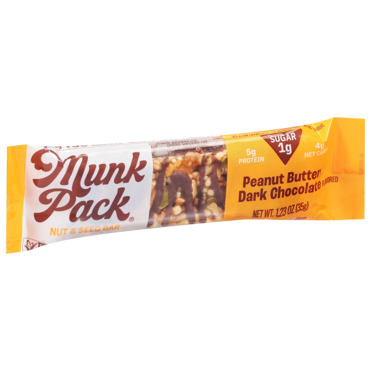 slide 2 of 9, Munk Pack Peanut Butter Dark Chocolate Flavored Nut & Seed Bar 1.23 oz, 1.23 oz