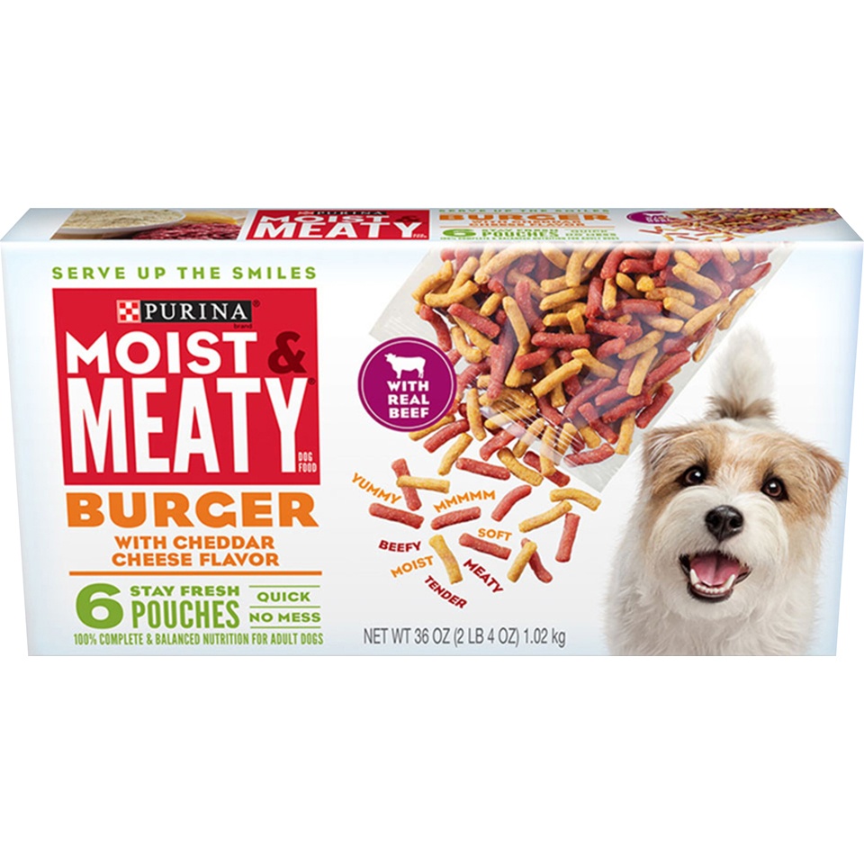 Purina Moist & Meaty Burger & Cheddar Cheese Dog Food 36 oz | Shipt