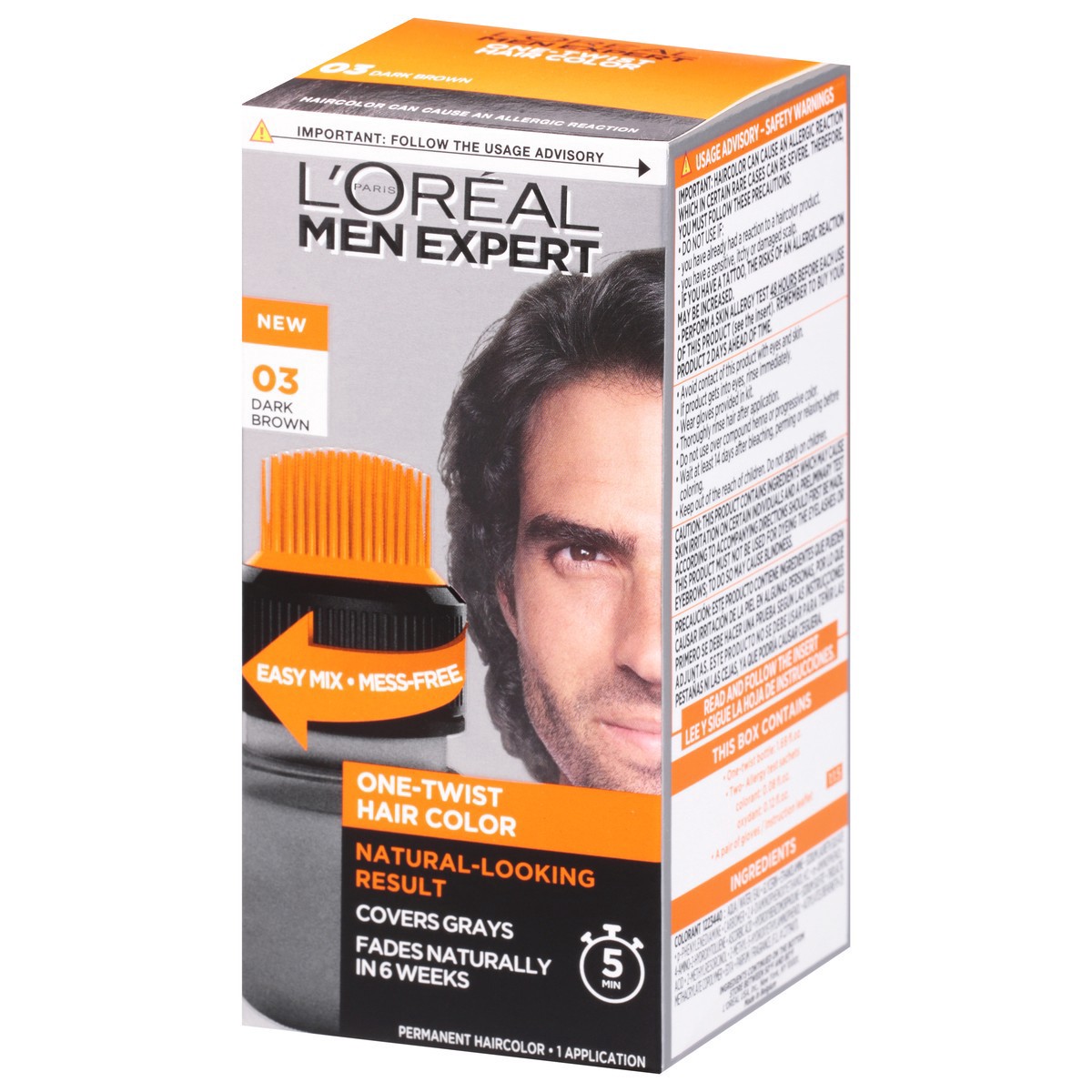slide 5 of 9, L'Oréal Men Haircolor Dark Brown, 1 ct