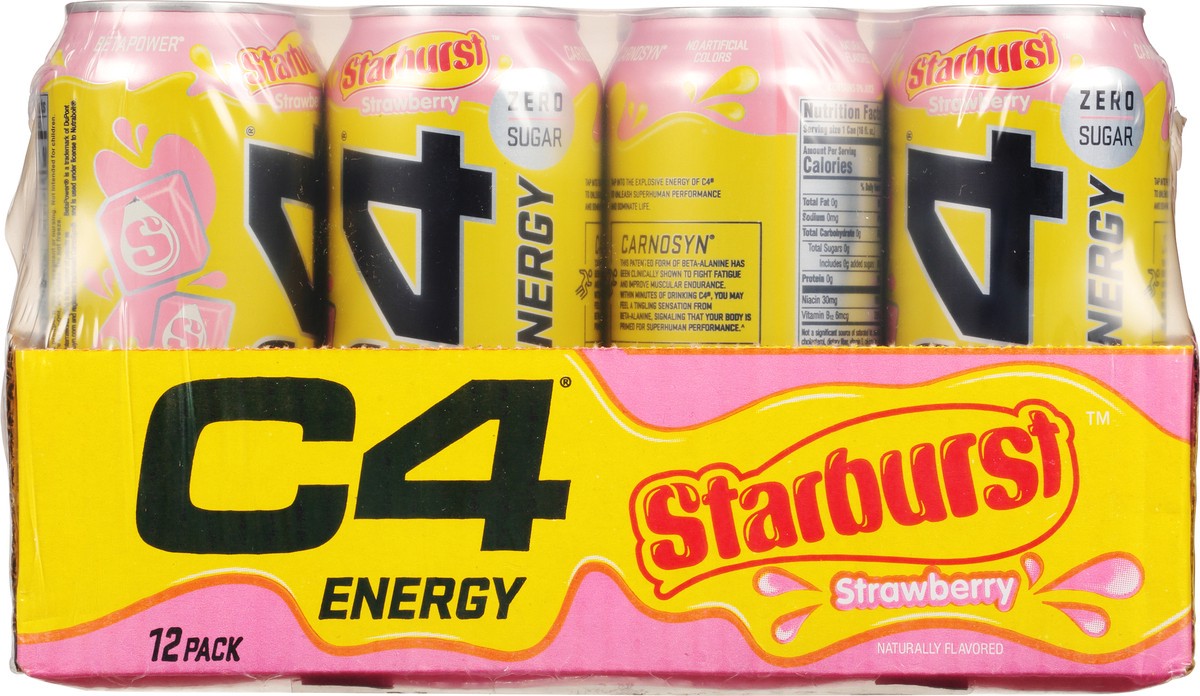 slide 4 of 9, C4 Energy, C4 Energy CRB RTD, Carbonated, Strawberry Starburst, 16 oz