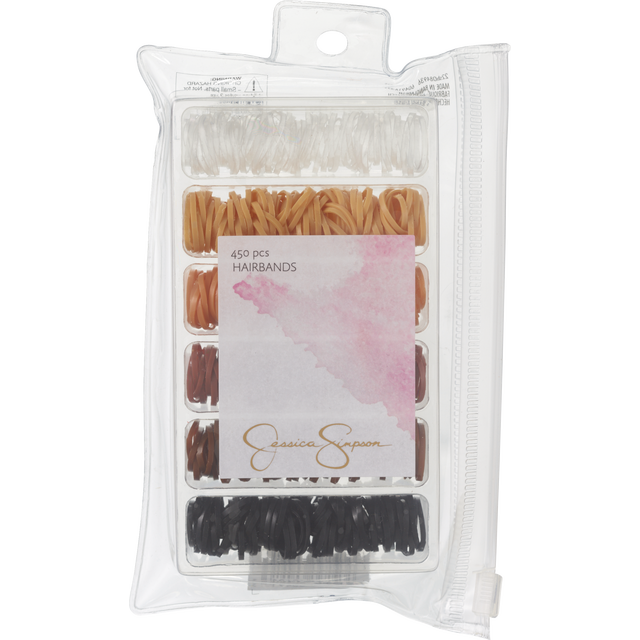 slide 1 of 1, JESSICA SIMPSON 450Pc Hairbands In Pouch, 1 ct