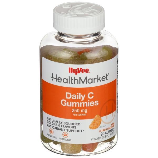 slide 1 of 1, Hy-Vee Healthmarket Daily C Gummies 250Mg, 90 ct