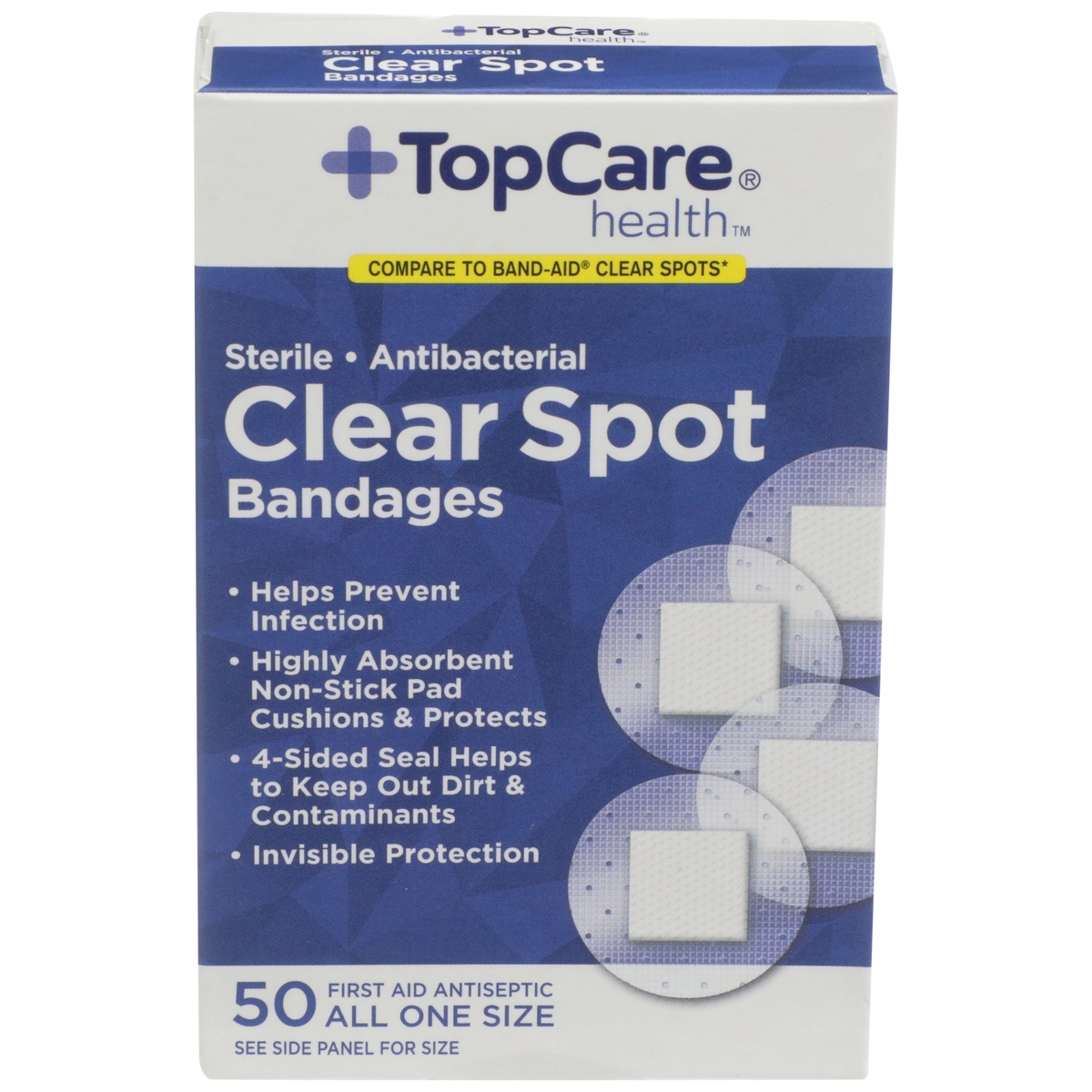 slide 1 of 1, Topcare Bandages Clear Spot Antibac, 50 ct