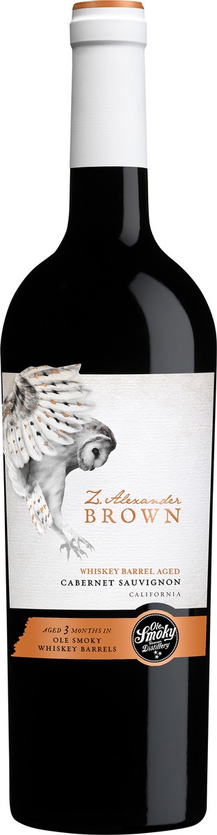 slide 4 of 5, Z. Alexander Brown Ole Smoky Whiskey Barrel Aged Cabernet Sauvignon Red Wine, California, 750mL, 14.5% ABV, 750 ml