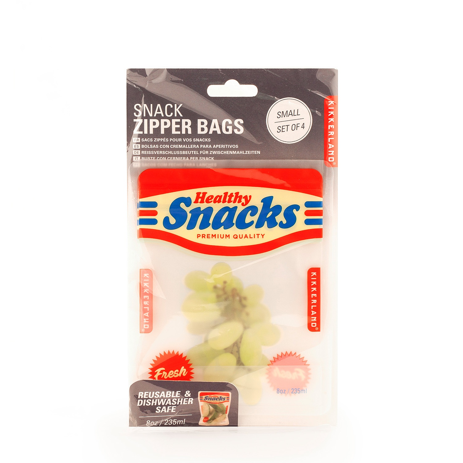 slide 1 of 1, Kikkerland Snack Zipper Bags, 4 ct