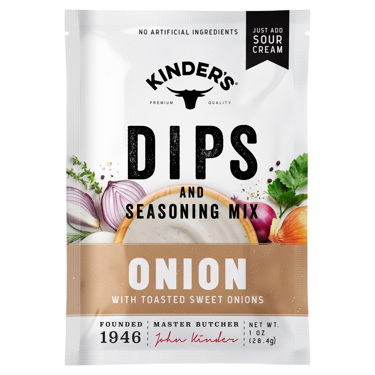 slide 1 of 6, Kinder's Onion Dip And Seasoning Mix - 1.25 Oz, 1.25 oz