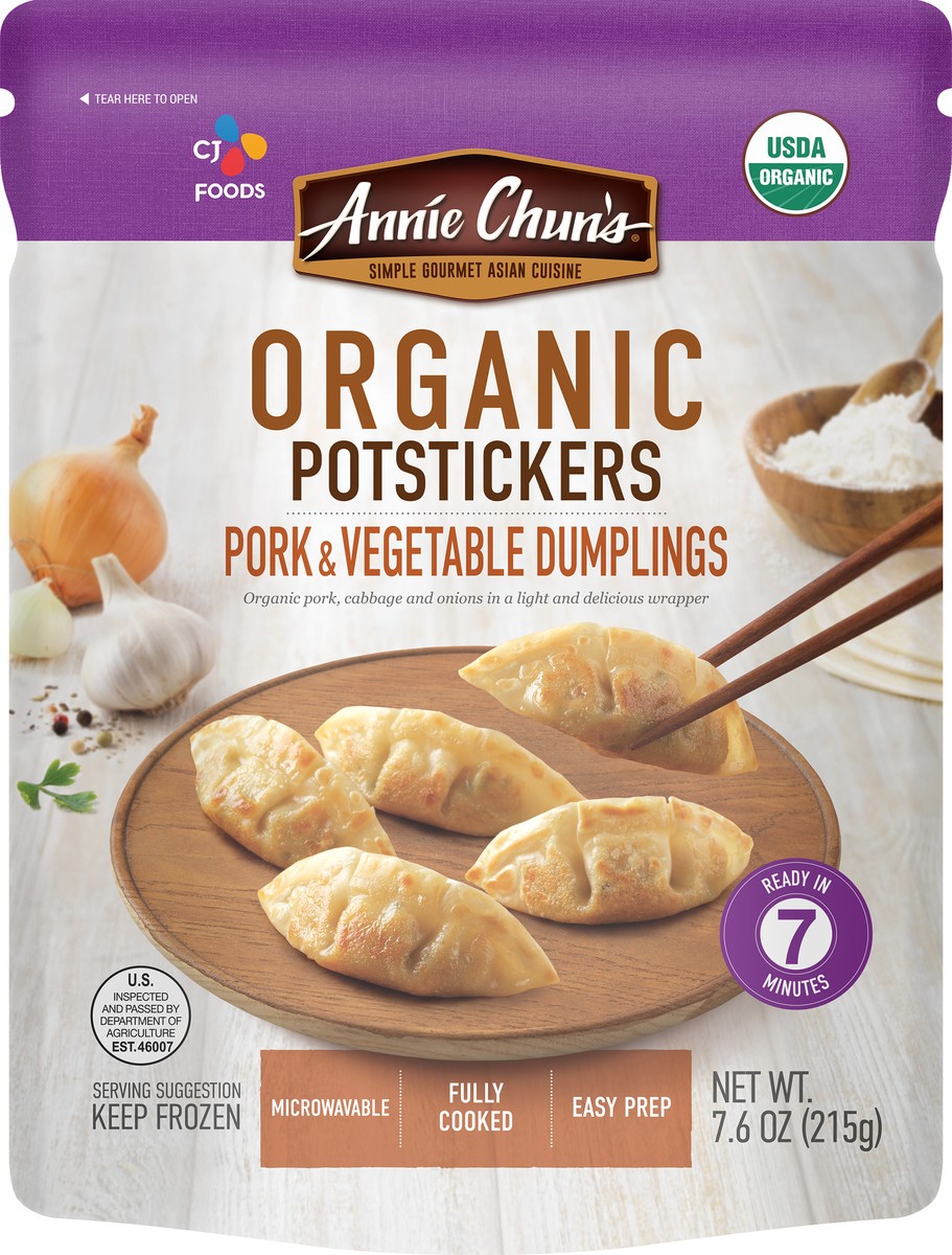 slide 3 of 3, Annie Chun's Organic Pork & Vegetables Potstickers, 7.6 oz