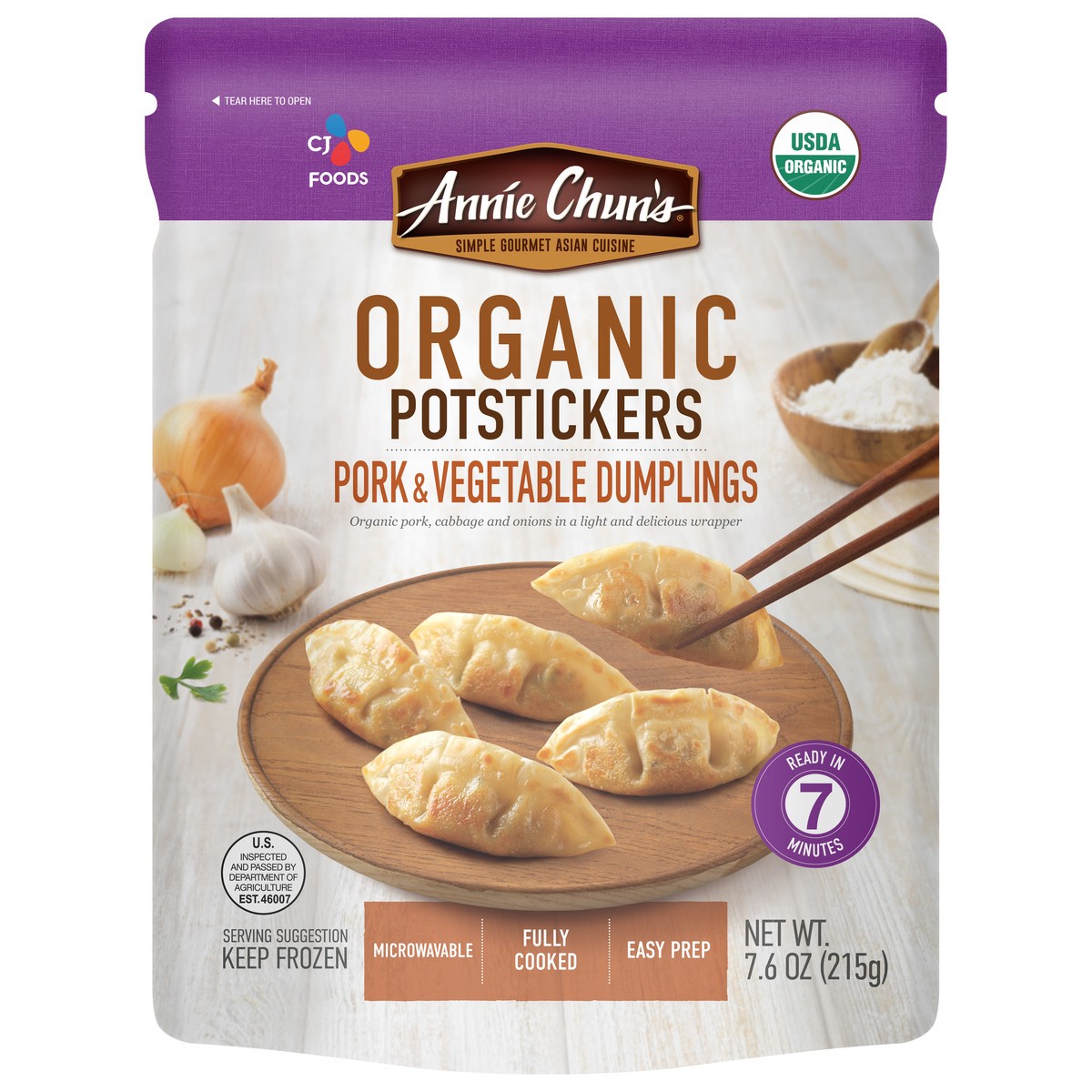 slide 1 of 3, Annie Chun's Organic Pork & Vegetables Potstickers, 7.6 oz