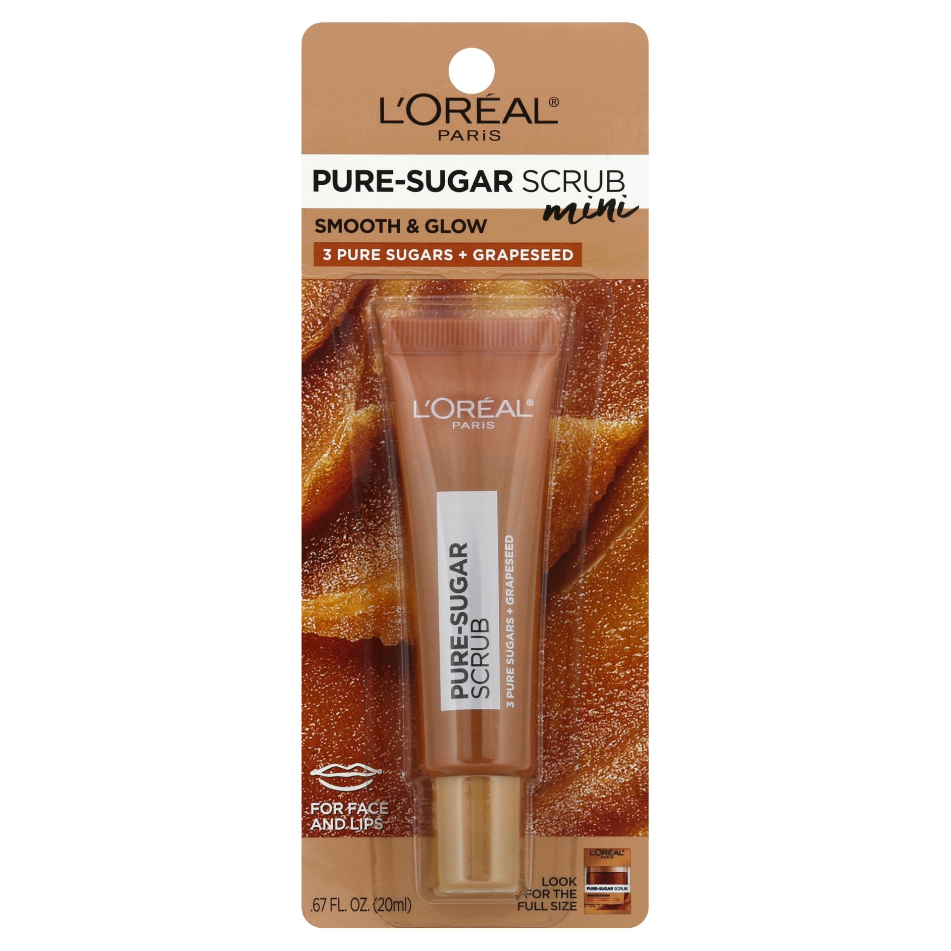 slide 1 of 1, L'Oréal Paris Pure Sugar Scrub with Grapeseed to Smooth and Glow, 0.67 oz