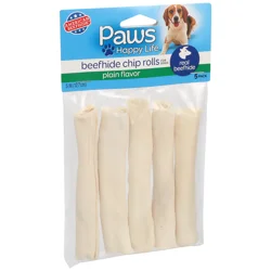 Paws Happy Life Beefhide Plain Flavor Chip Rolls for Dogs