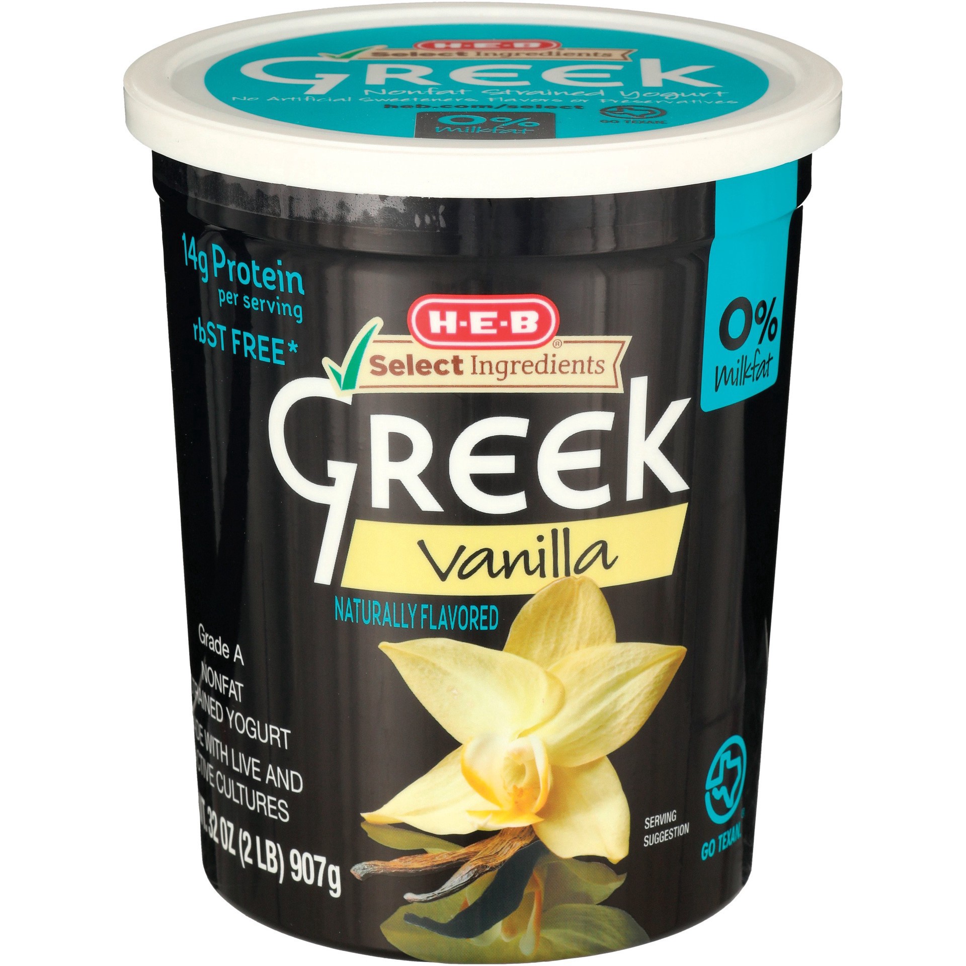 slide 1 of 1, H-E-B Vanilla Greek Yogurt, 32 oz