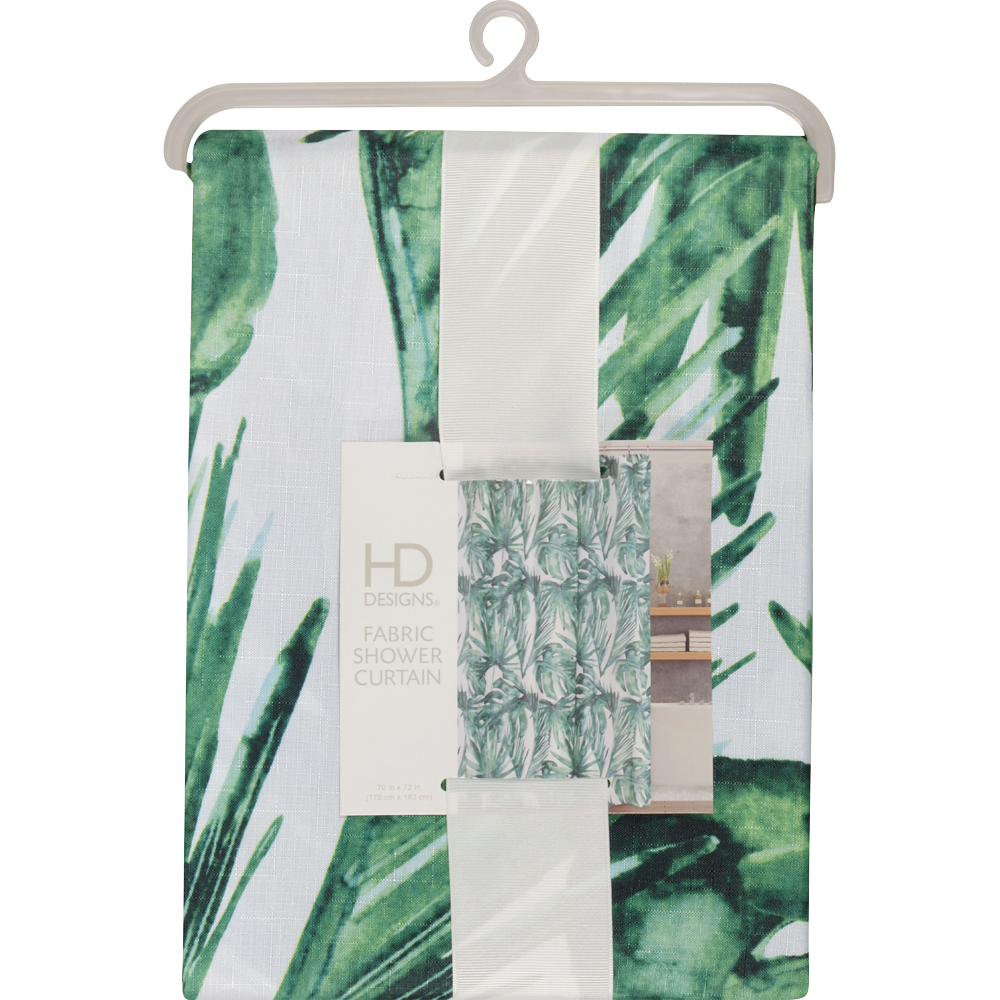 slide 1 of 1, HD Designs Fabric Shower Curtain - Palms Balsa, 70 in x 72 in