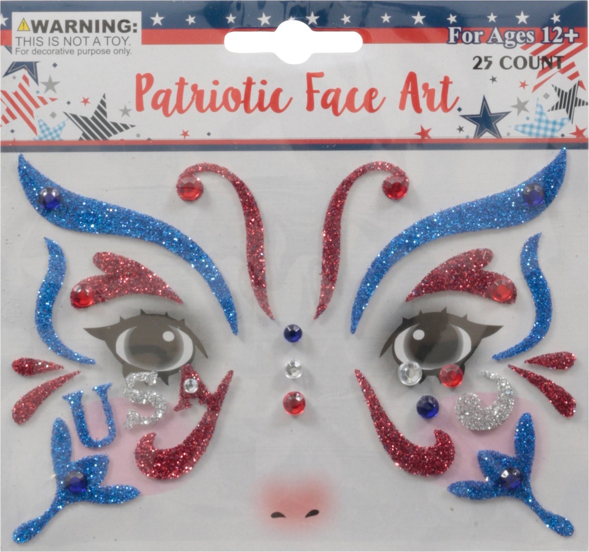 slide 3 of 5, Regent Patriotic Face Art, 25 ct