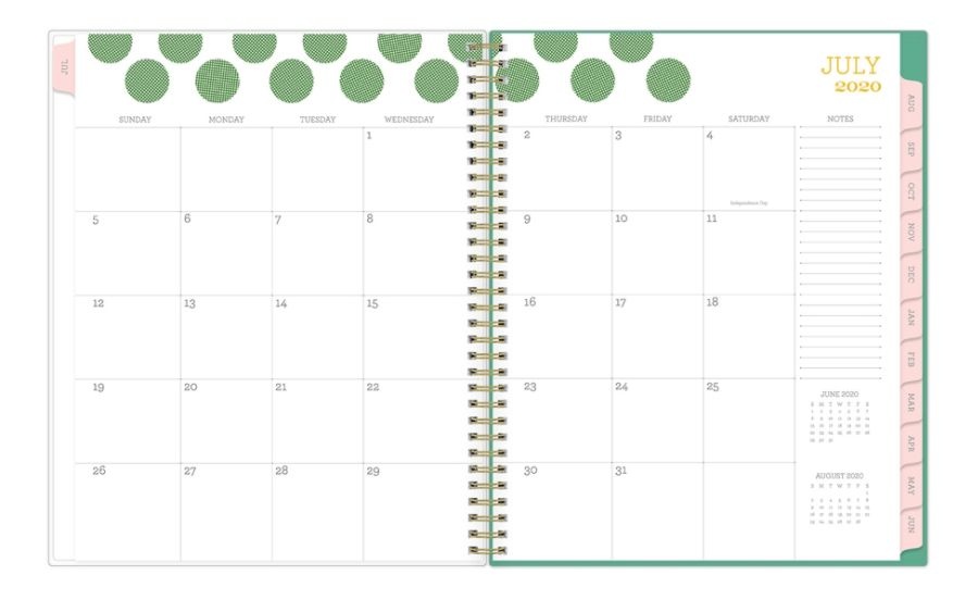 slide 4 of 4, Blue Sky Snow & Graham 14-Month Weekly/Monthly Tabbed Planner, 8-1/2'' X 11'', Multicolor Flowers, July 2020 To June 2021, 1208, 1 ct