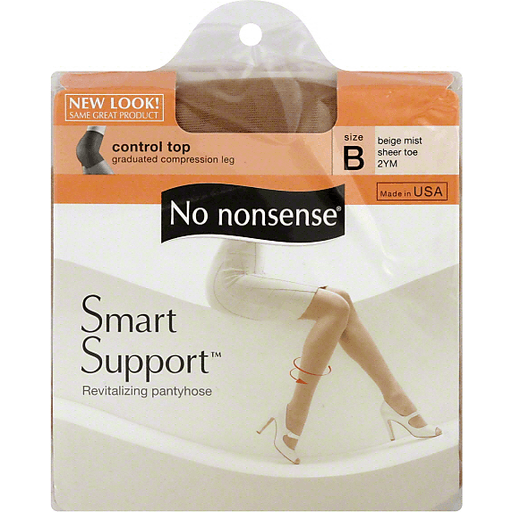 slide 1 of 1, No Nonsense Tights Smart Support Control Top Sheer Toe Beige Mist Size B, 1 ct