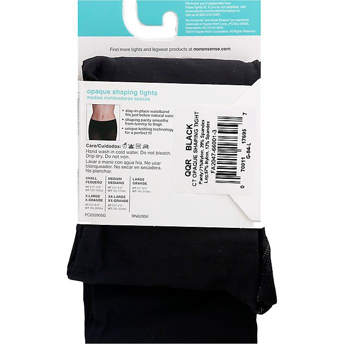 slide 2 of 3, No Nonsense Great Shapes Opaque Tights, Large, Black, 1 ct