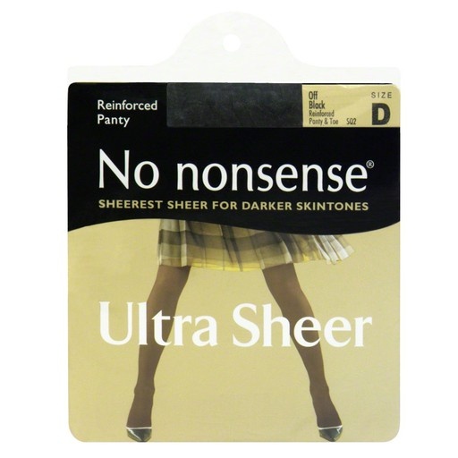 No Nonsense Ultra-Sheer Pantyhose, Reinforced Panty, Size D, Off Black 1 ct