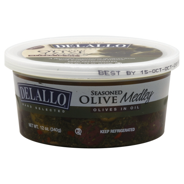 slide 1 of 1, DeLallo Olives, Seasoned Medley, In Oil, 12 oz