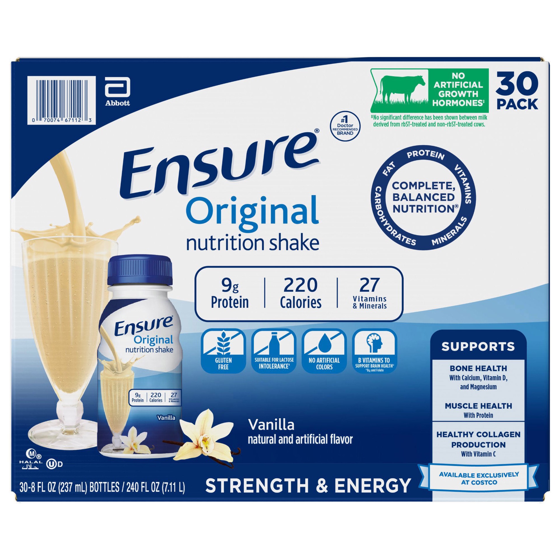 slide 1 of 1, Ensure Original Nutrition Shake, Vanilla, 8 fl oz, 30 count, 