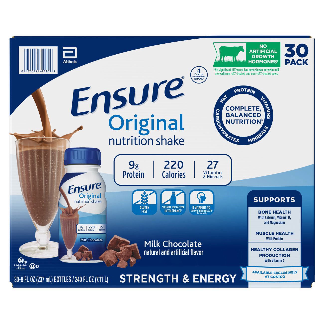 slide 1 of 1, Ensure Original Nutrition Shake, Milk Chocolate, 8 fl. oz, 30 pack, 