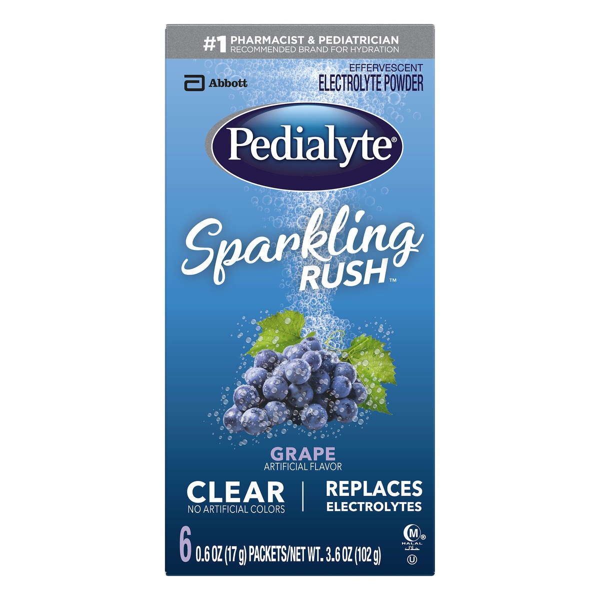 slide 1 of 8, Pedialyte Sparkling Rush Powder Grape Powder Packet, 6 ct; 6 oz