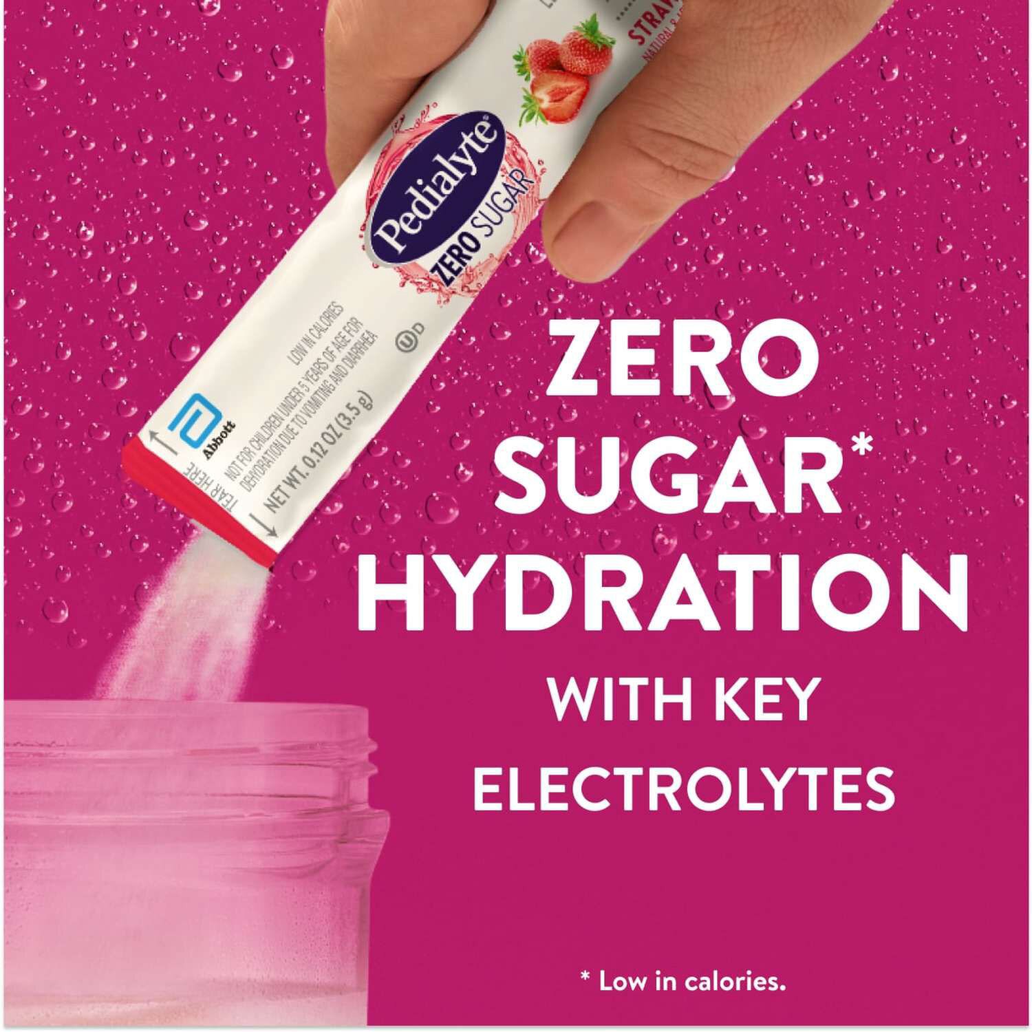 slide 4 of 6, Pedialyte Zero Sugar Electrolyte Drink Mix - Strawberry - 8 ct, 8 ct