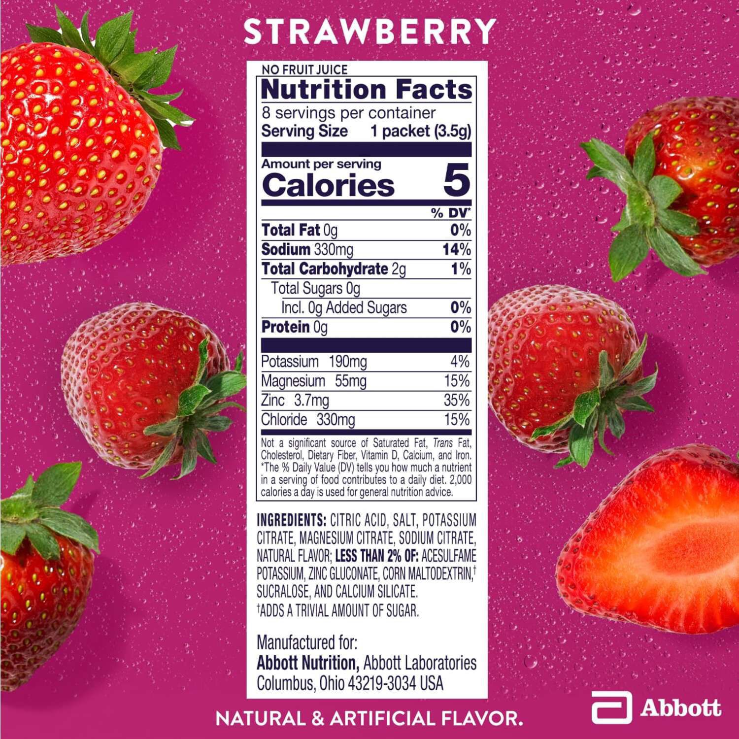 slide 2 of 6, Pedialyte Zero Sugar Electrolyte Drink Mix - Strawberry - 8 ct, 8 ct