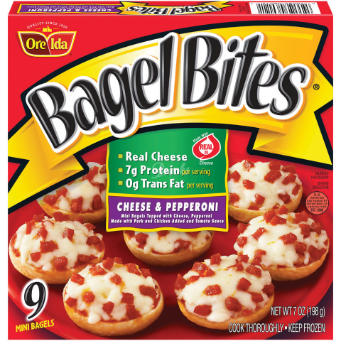 slide 1 of 1, 7-Eleven Bagel Bites Cheese & Pepperoni, 7 oz
